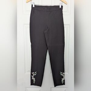 Massimo Fabbro Black Pants with Floral Embroidery